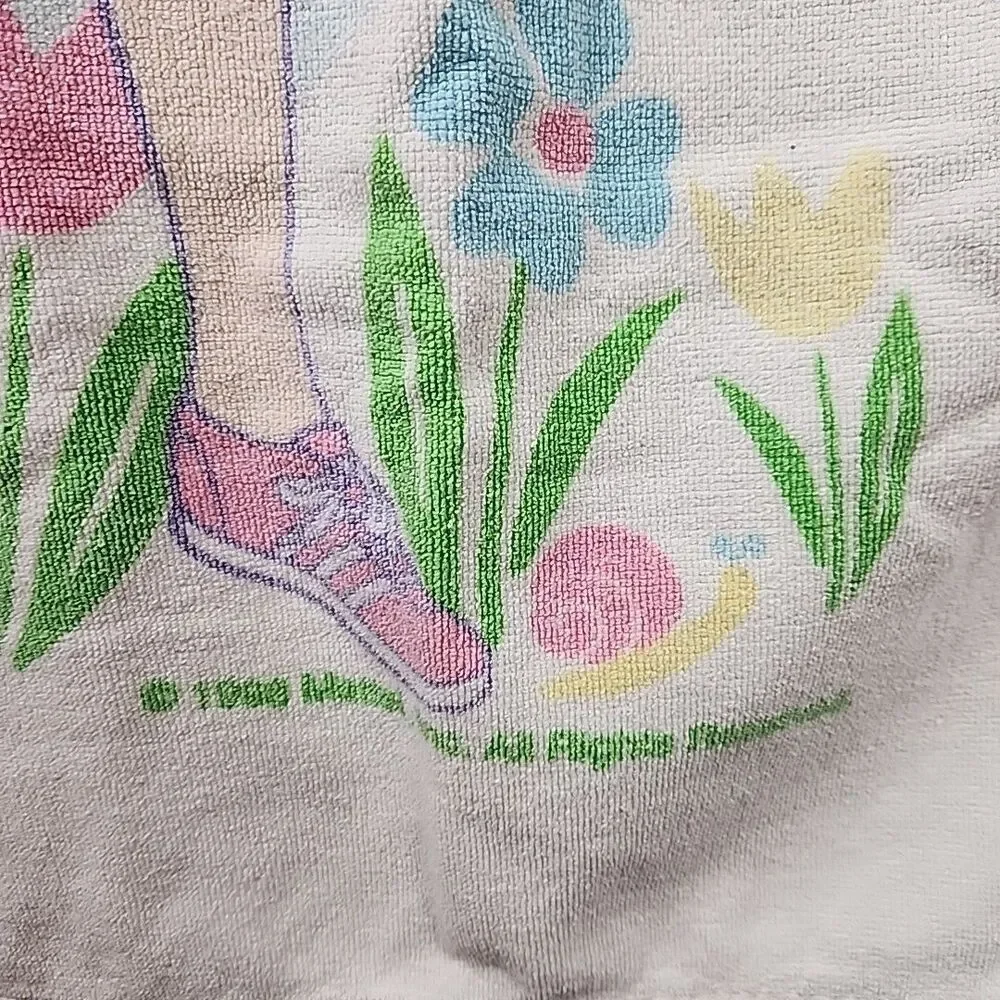 Vtg 1998 Barbie Mattel Beach Bath Towel Flower Shop by Franco 48 x 27